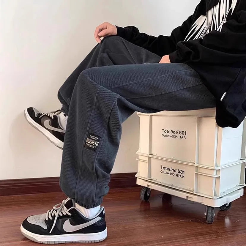 2025 New Men's Corduroy Casual Pants Autumn Winter Wear Resistant Dirt Proof Loose Fit Sport Style Trousers for Working