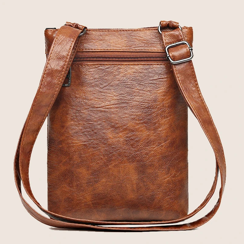 Ladies' soft leather shoulder bag, mobile phone bag, layered bag, mailman, one shoulder luxury designer, ladies' handbag, wallet