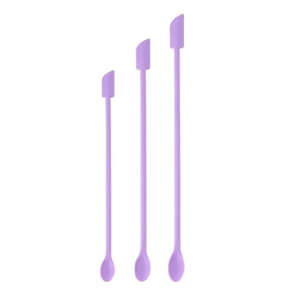 3pcs Portable Mini Silicone Scraper Soft Lengthened Face Mask Brush Double-head Cosmetic Digging Spoon Makeup Brushes Set