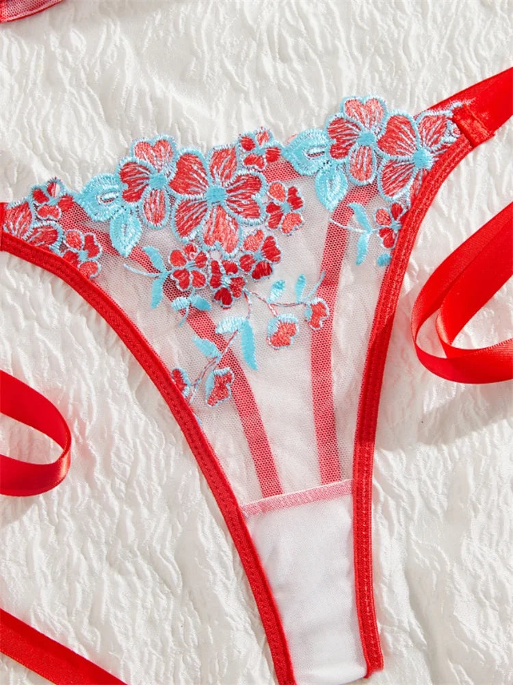 Lingerie Ultra Sexy Beautiful Female Underwear Tulle Fairy Exotic Sets Delicate Embroidery Bra and Panty Set Youth Sexy Lingerie
