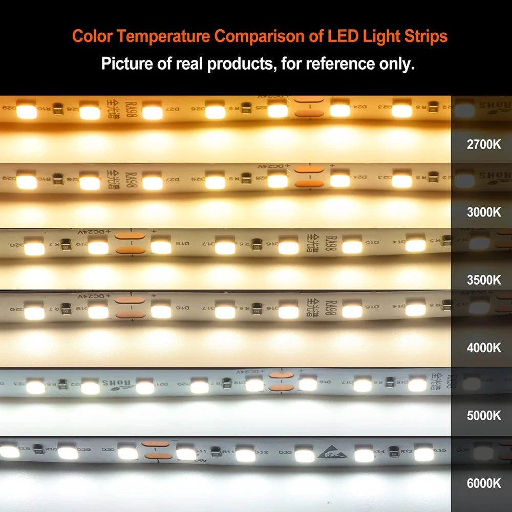 LED Strip Light RA98 5mm 8mm PCB 5m 10m 24V 2835 120 240 LEDs Flexible Adhesive Tape 2700K 3000K 3500K 4000K 5000K 6000K Decor