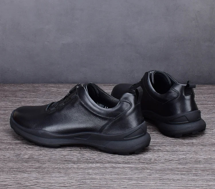 Genuine Leather Shoes Men Rotating Buckle Sneaker Lightweight Running Cowhide Loafers Athletic Jogging Walking Original Sports