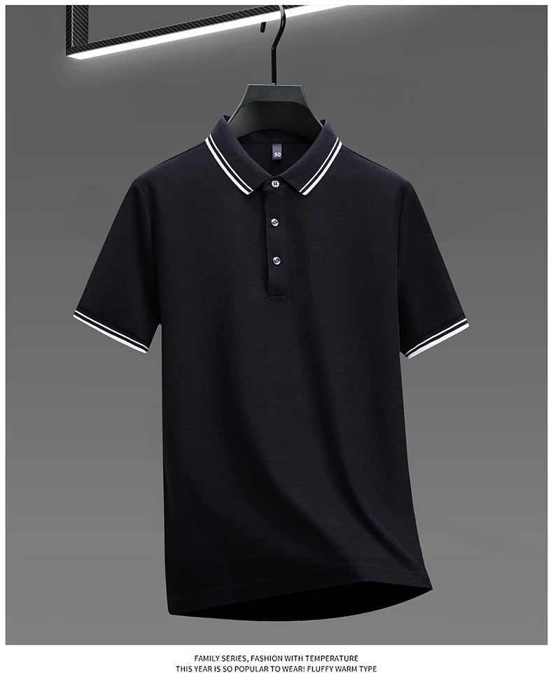 100% pure cotton men's polo shirt summer fashion casual short sleeved comfortable luxury new simple solid color lapel T-shirt