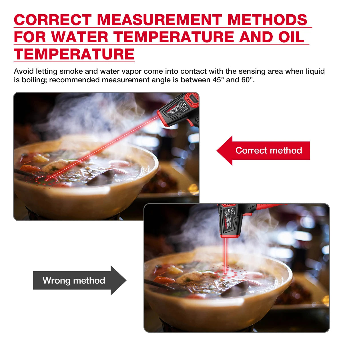 HABOTEST HT650 Digital Infrared Thermometer-50~380/550/800 Laser Non-Contact Pizza BBQ Grill Engine Industry IR Thermometer Gun