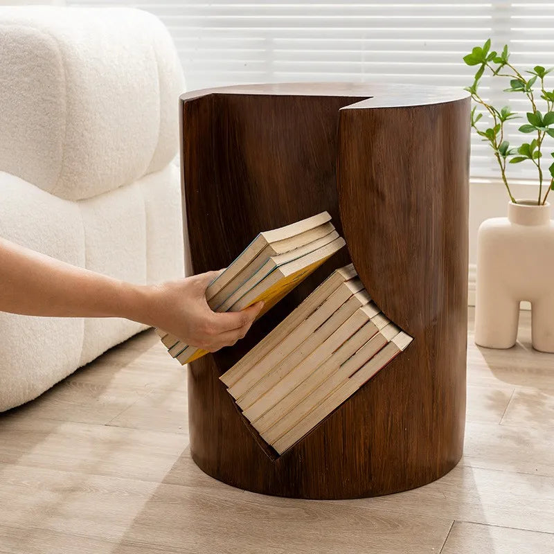 Scandinavian Shoe Bench Simple Creative Stump Side Table Storage Short Bookcase Wabi-sabi Tea Table Net Red Floor Corner Table