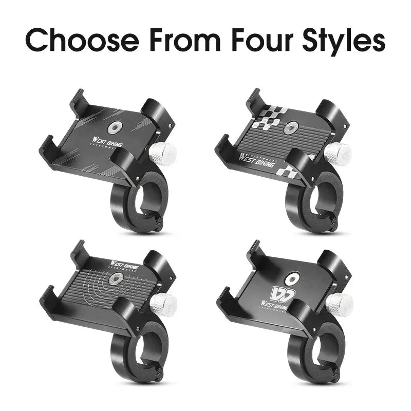 WEST BIKING Cycling Phone Holder Lightweight Aluminum Alloy Bike Handlebar Phone Bracket Phone Mount MTB Road Bike Accessories