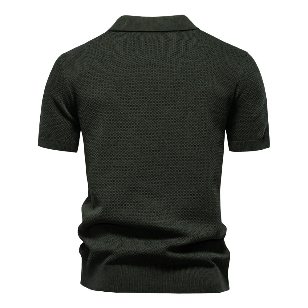 AIOPESON Men's Summer Breathable Polo Shirt Short Sleeve Solid Color Casual Polo Shirts for Men Lightweight Stretch Polo ﻿