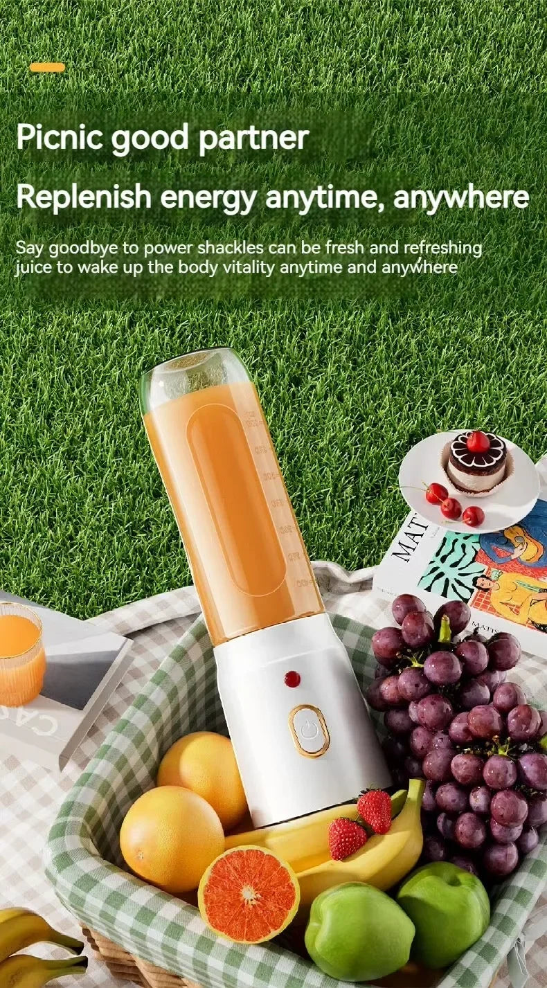 Portable Cordless Blender Juicer 450ml Electric Fruit Juicer USB Rechargeable Lemon Orange Juice Cup Smoothie Blender