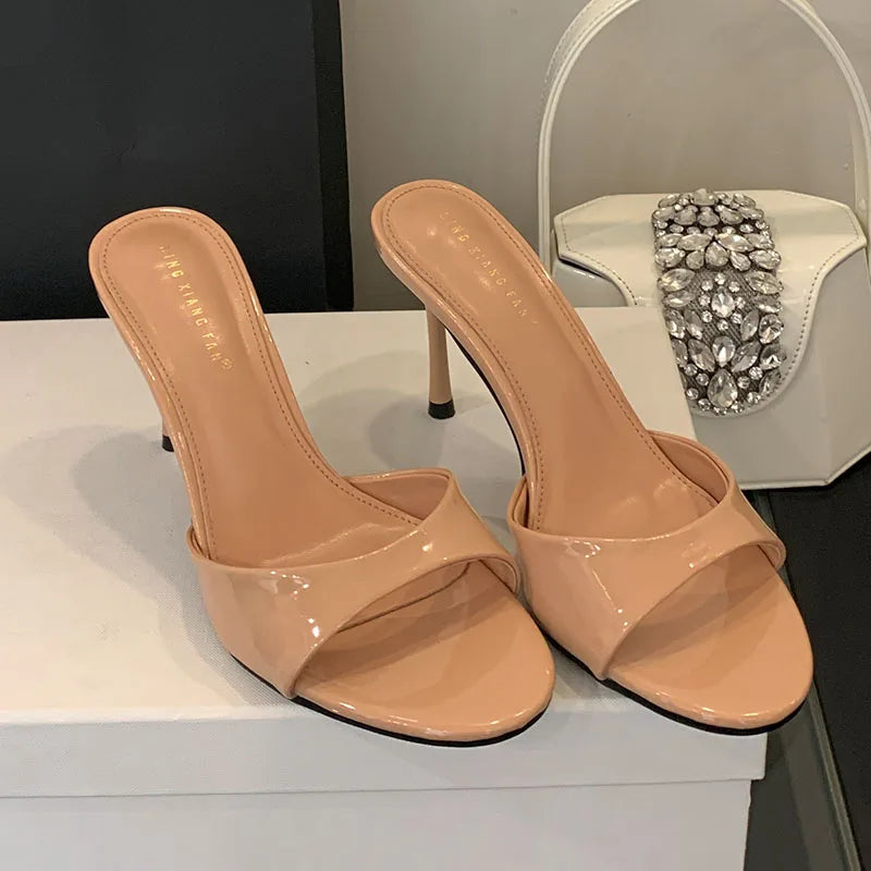 2025 New Slip On Women Stiletto Heels Shoes Female Slides Footwear Luxury Fashion Round Toe Ladies High Heels Pumps Shoes