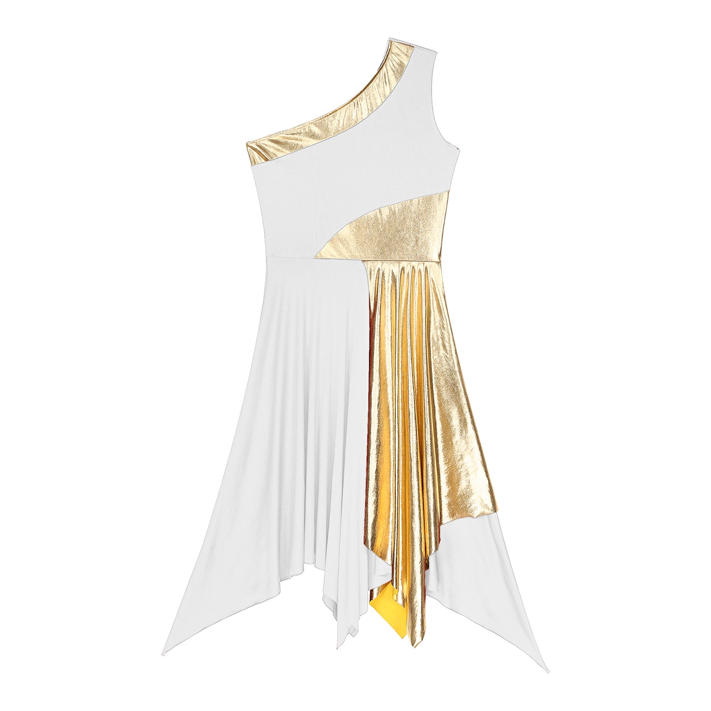 Women Church Choir Worship Praise Dress Modern Lyrical Dance Performance Costume One Shoulder Irregular Hem Dresses Dancewear