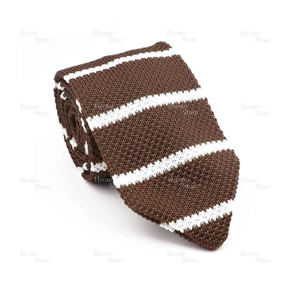 New Mens Knitted Ties Classic Striped Skinny Necktie For Business Wedding Party British Style Necktie Winter Neck Wear Accessory