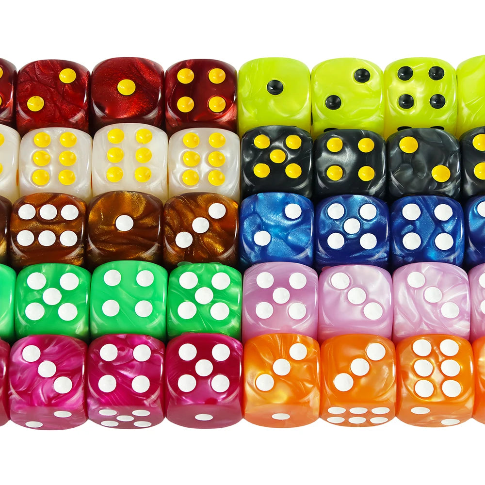 Marble Effect D6 Dice 10pcs 16mm Board Game Dice for Club Party DND RPG Board Game Bar Table Accessories
