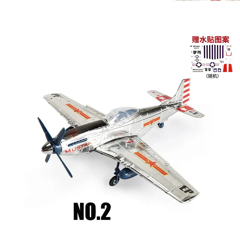 1/48 WWII Fighter Model Pirate Mustang Spitfire Hurricane BF109 4D Assemble Aircraft Plastic DIY Airplane Toy Building Kits