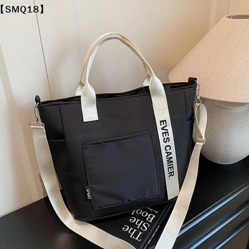 New Casual Tote Large Capacity Shoulder Bag Nylon Waterproof Canvas Handbag Simple Fashion Messenger Bags For Schoolgirl【SMQ】