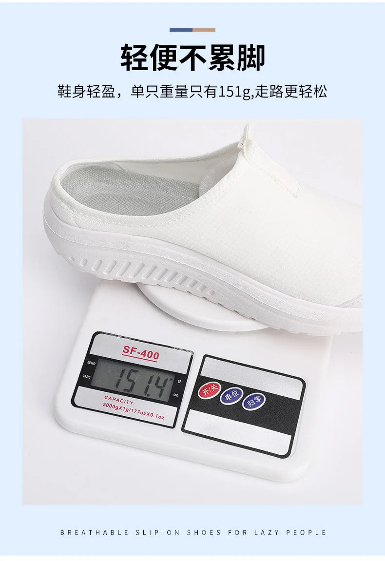 Ladies' Half Dragged Thick Soled Shoes Are Casual Lightweight and Breathable Increasing The Height for Lazy People To Step On