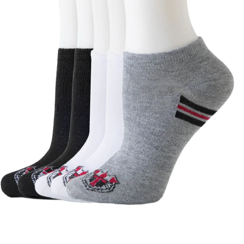 5/8 Pairs of MEN'S AND WOMEN'S Black Cotton Business Mid Length Soft and Warm Autumn/winter Solid Color Casual Socks