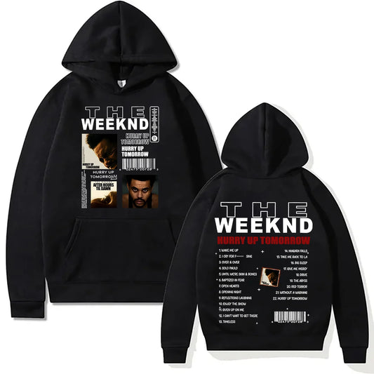 TheWeeknd New Print Hoodies He Weeknd Album Hurry Up Tomorrow Sweatshirt Hip Hop Rock Pullovers Autumn/Winter Unisex Streetwear