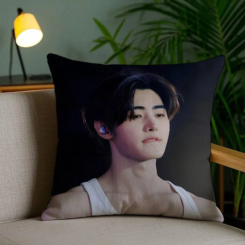 Kpop Singer P-Park Sunghoon Pillow Case Anti-dustmite Pillowcase Invisible zipper silky short plush Sofa cushion cover