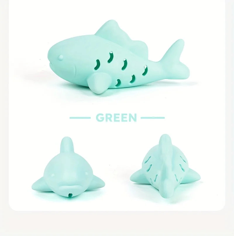 Pet's Chew Toy - Silicone Treat Dispenser Teeth Grinding & Mental Enrichment,  Bite-Proof for Small Pets, Vibrant Fish Design