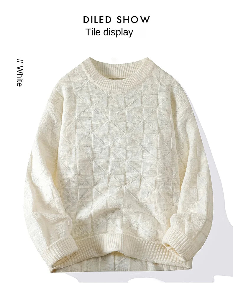 Windproof New Winter Tracksuit Sweatshirt Knit Long Sleeve Sweater Top Loose Shirt Coat Men Crew Neck Pullover Casual Streetwear