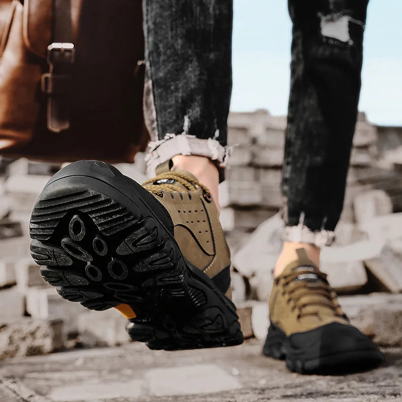 Genuine Leather Men's Casual Shoes Outdoor Sneakers Non-Slip Sports Hiking Footwear Leisure Walk Male Treking Footwear Trainers