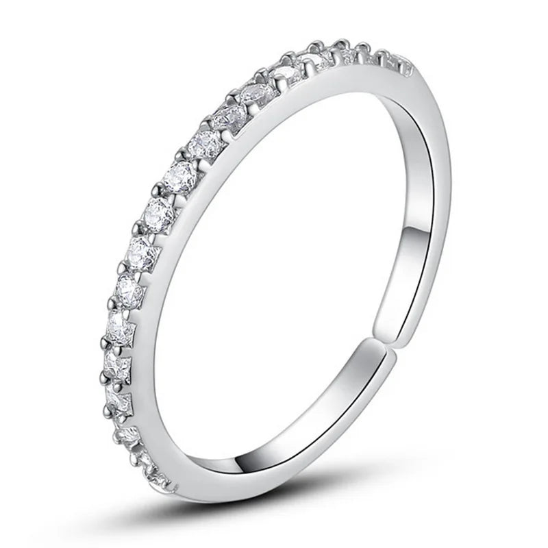925 Sterling Silver Jewelry Shiny Zircon Women's Rings White Stacking Paired Ring Solid Bands Fine Minimalism Monaco