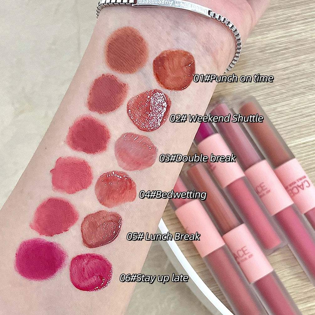 6 Colors Sexy Red Liquid Lipstick Moisturizing Lip Glaze Tint Long Lasting Matte Lip Mud Waterproof Velvet Lipstick Lips Makeup