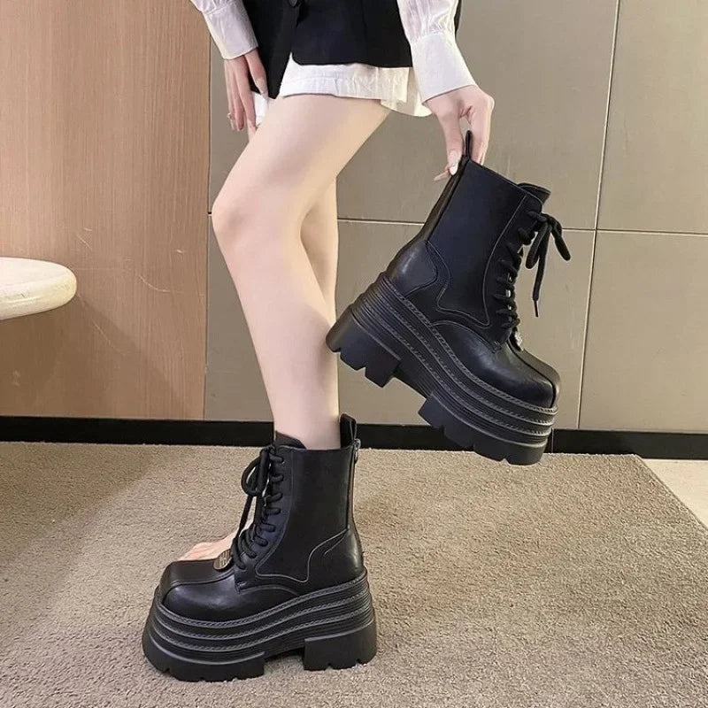 Women's Summer Thick Heel Sandals Slip-On Beachwear Casual Shoes Silk Upper Rubber Sole High Heel Comfortable Flat Footwear