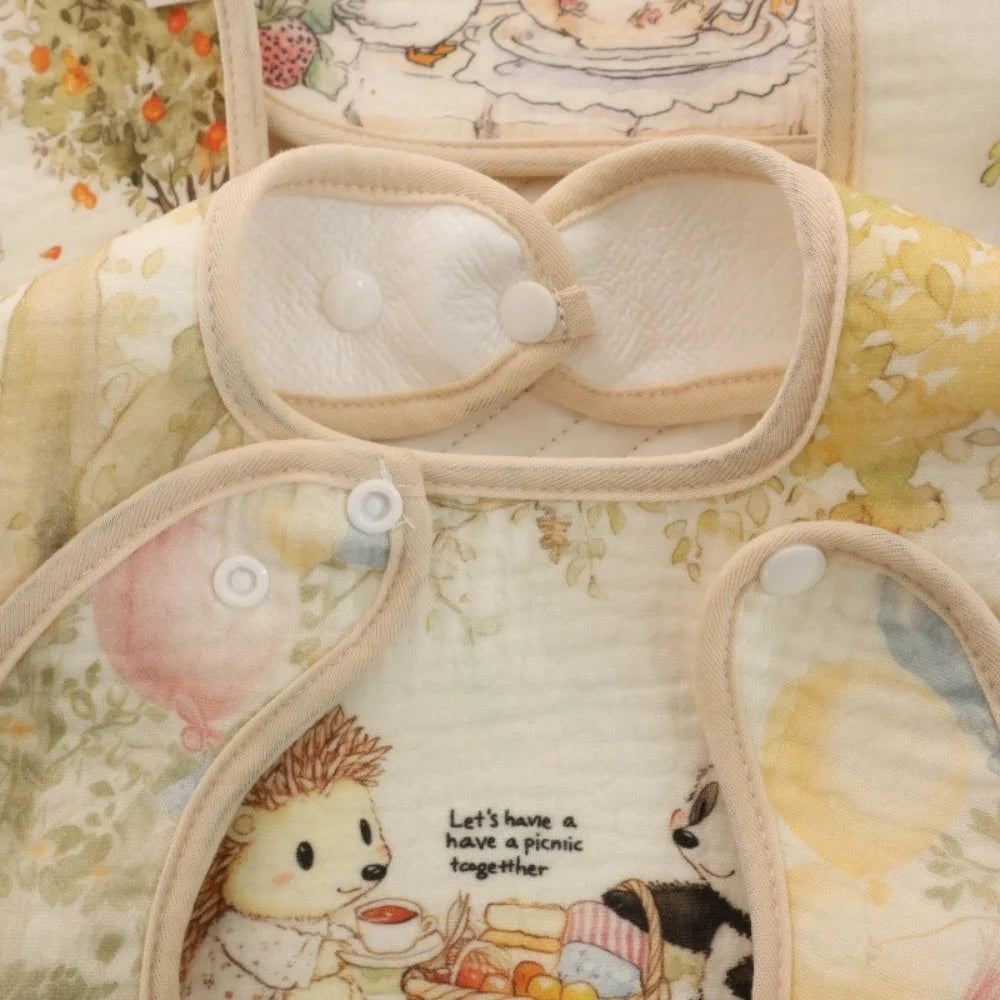 New Cotton Baby Bibs Adjustable Neck Baby Care Burp Clothes Washable Waterproof Eating Protector for Girls Boys