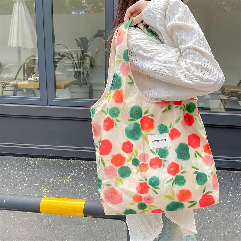 Women's Bag  Cotton Vest Fresh And Artistic Single-shoulder Bag Canvas Large-capacity Daily Handbag Pink Color Simple Fashion