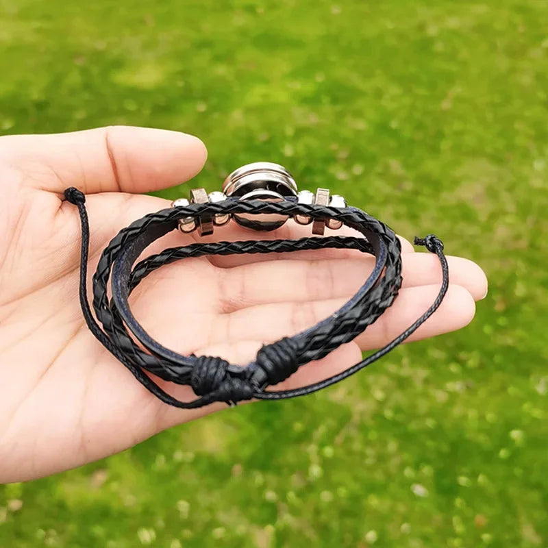 Palestine Flag Leather Bracelet Men Women Retro Multi-Layered Braided Bracelets Fashion Jewelry Accessories Patriotic Trinkets