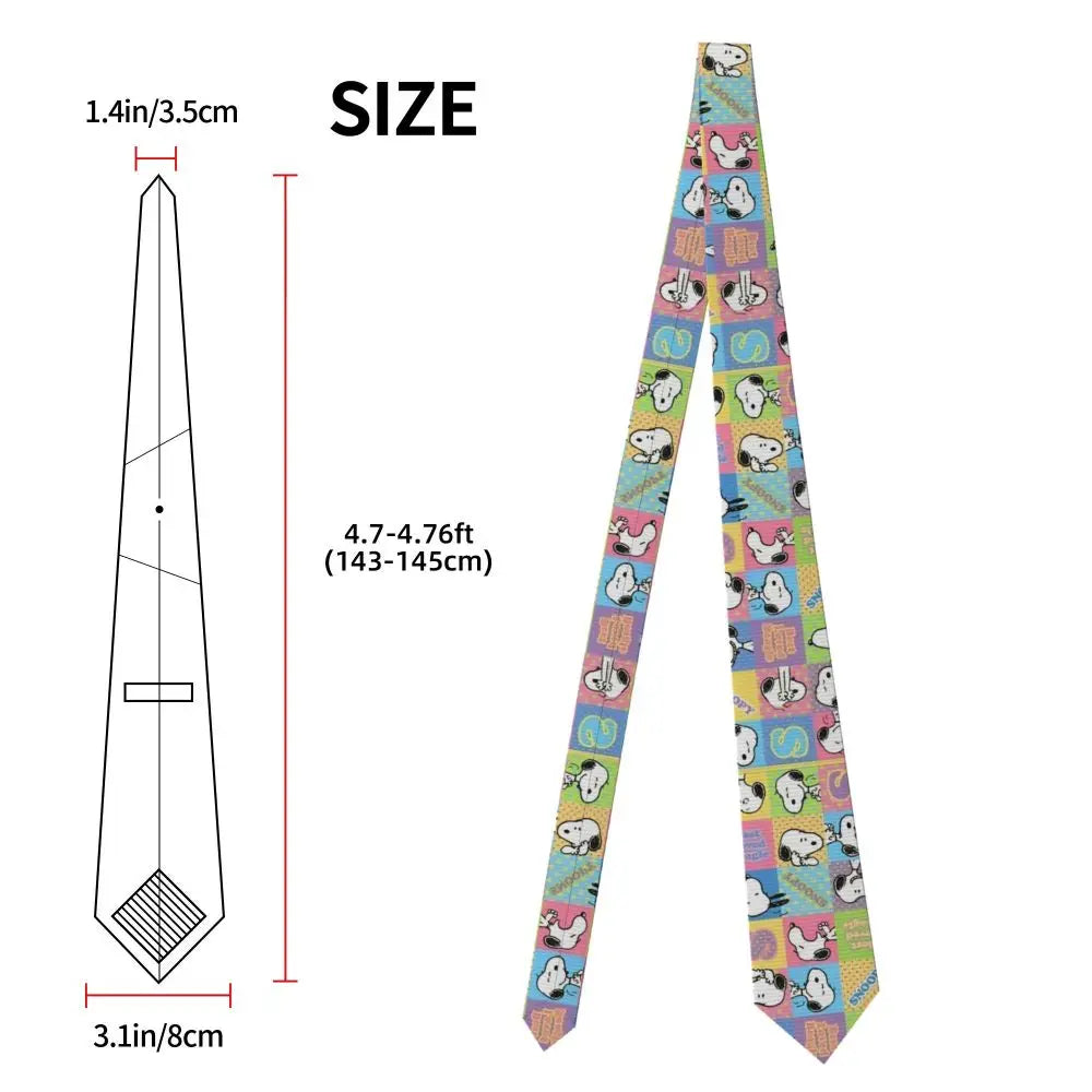 Snoopys & Woodstock Smile Giggle Laugh Neckties Silk 8 cm Neck Tie for Mens Shirt Accessories Cravat Wedding Accessories Office