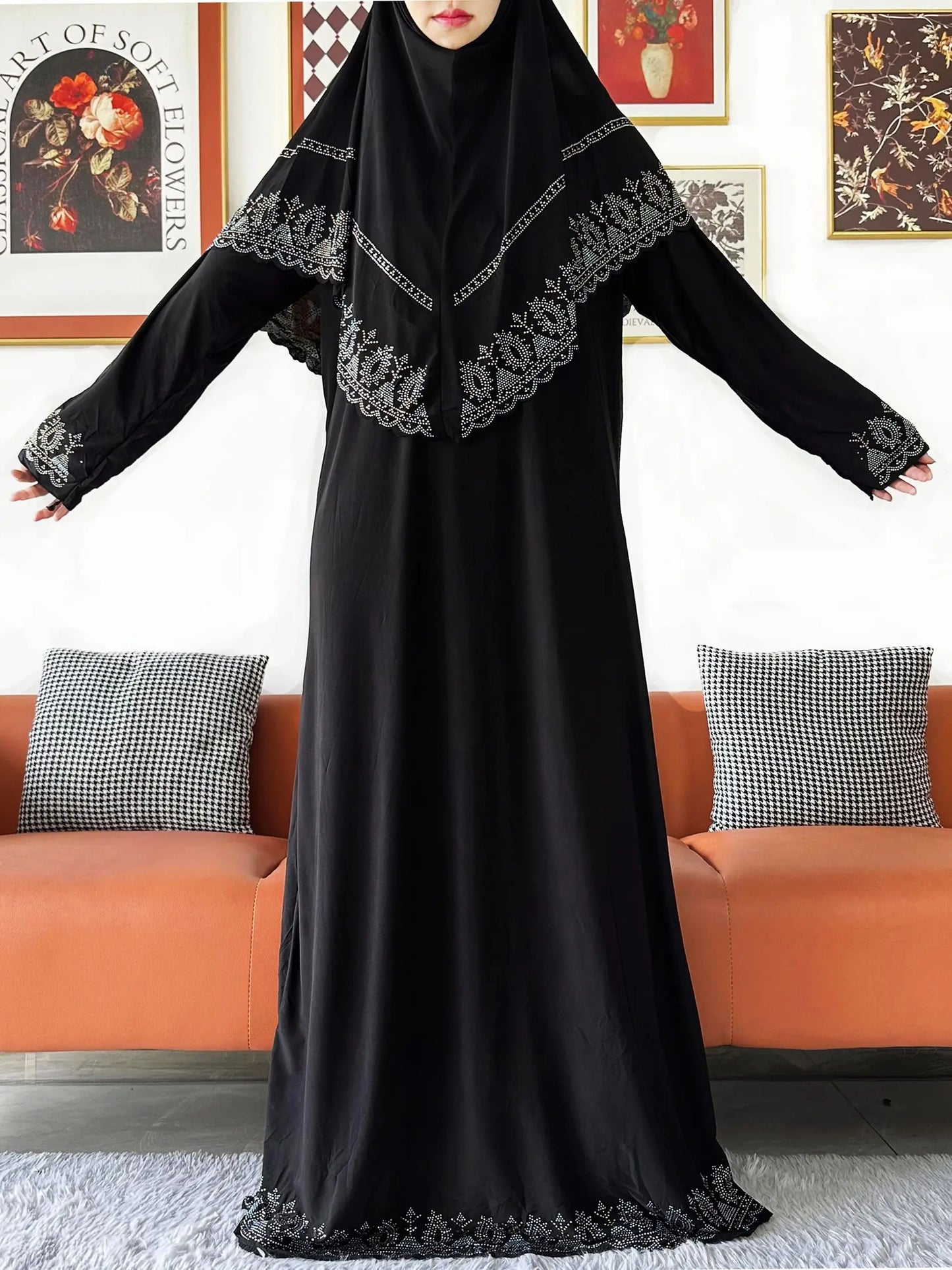 2025 Islamic Women's Hijab Scarf Long Dress Sets Prayer Garment Set Long Khimar Dress And Hijab Combo for Ramadan Daily Wear