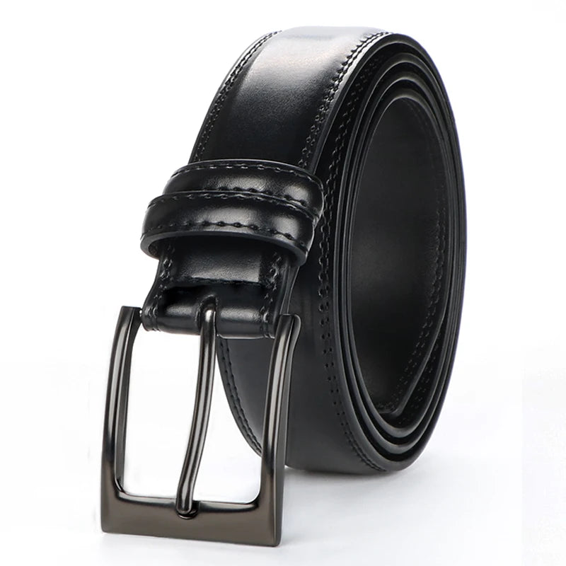 Men's genuine leather belt 1 2/6", a fashionable, simple, and durable belt gift suitable for various occasions