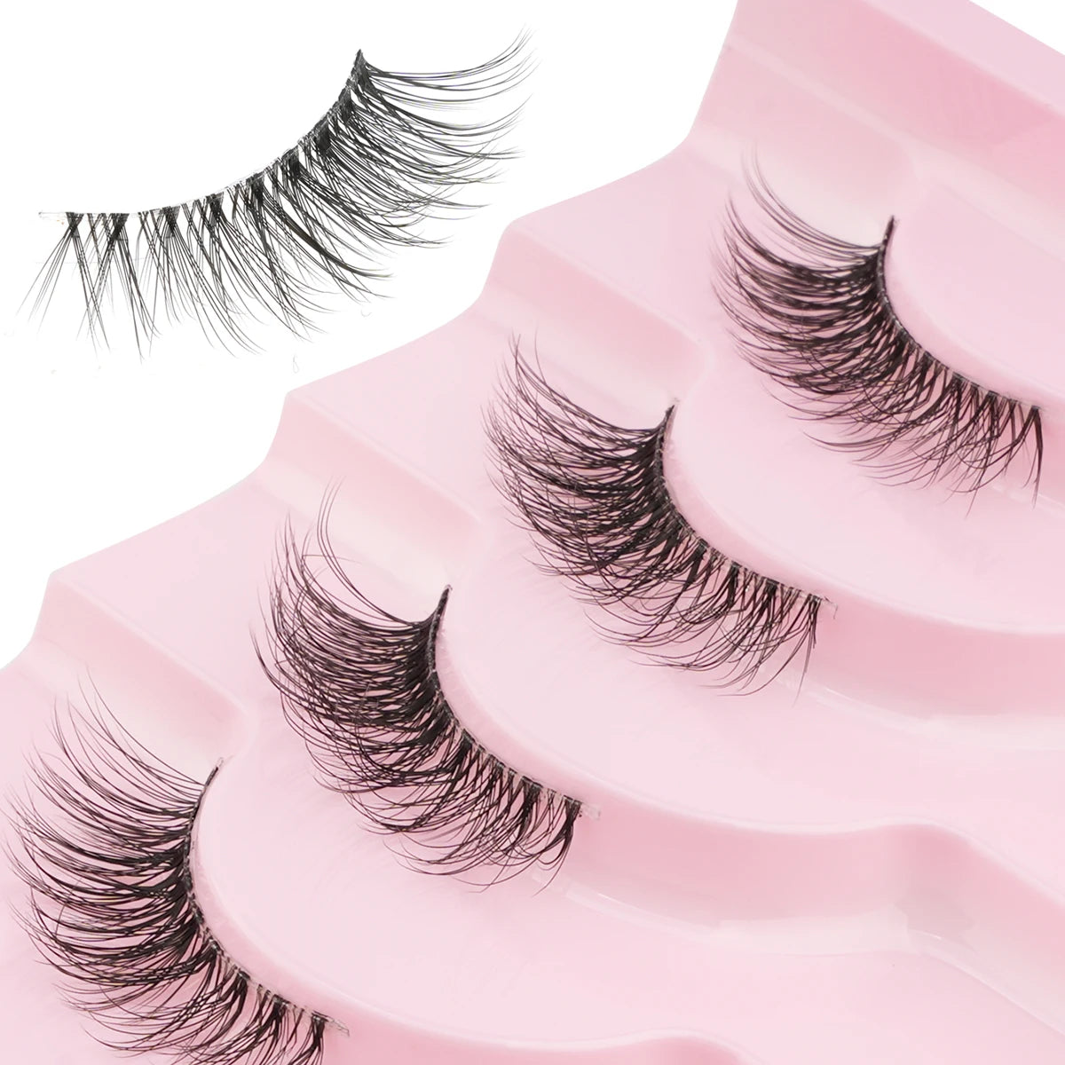 YSDO 3/7/10 Pair Half Eye Lashes Soft Natural Fake Lashes Look Short Wispy Clear Band Fox Eye Lash Faux 3d Mink Eyelashes Makeup
