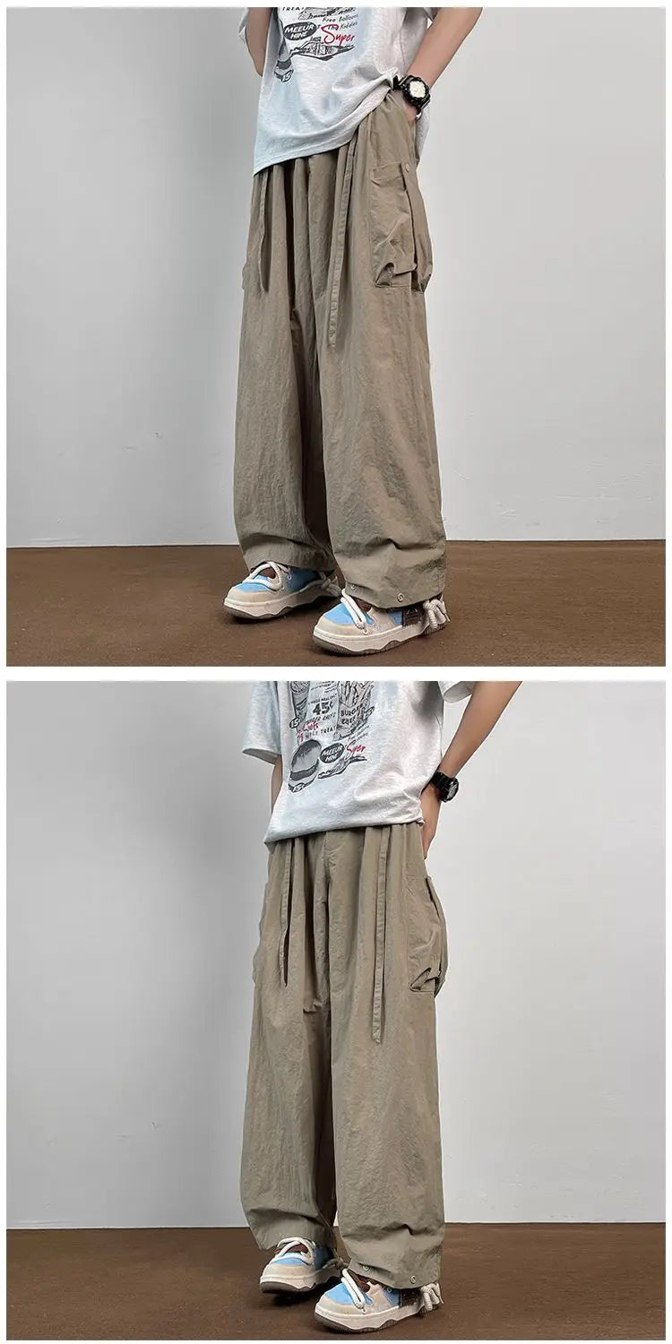 American Workwear Pants Men Summer New Thin Trendy Loose Straight Casual