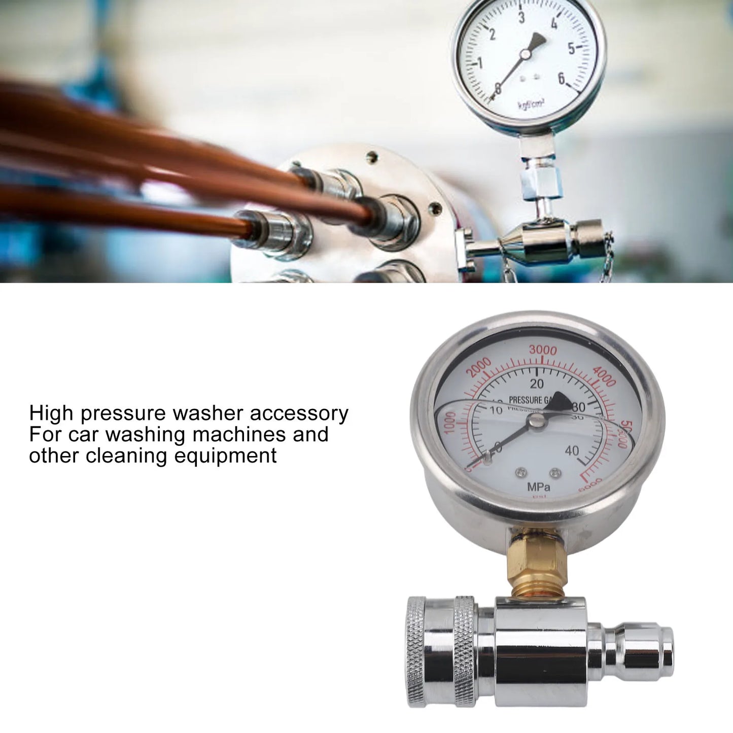 Pressure Washer Gauge 6000psi High Pressure 3/8in Quick Connect Parts Accessories Pressure Washer Parts Accessories