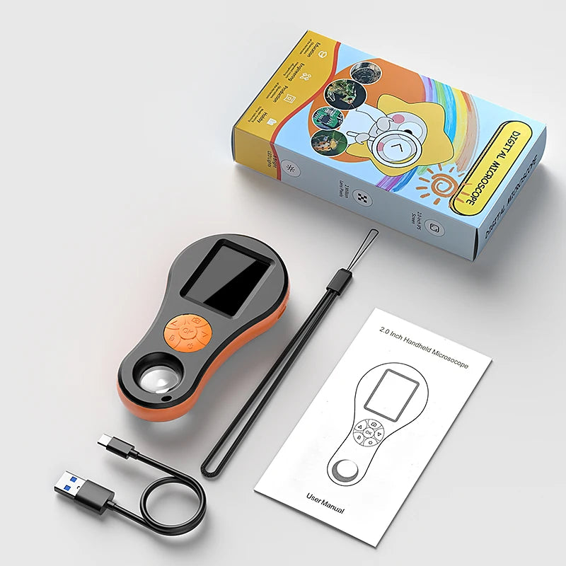 Digital Magnifier HD1080P Portable Handheld Microscope 2.0’’ IPS Screen 8 LEDs With Magnifying Glass for Electronics PCB Repair