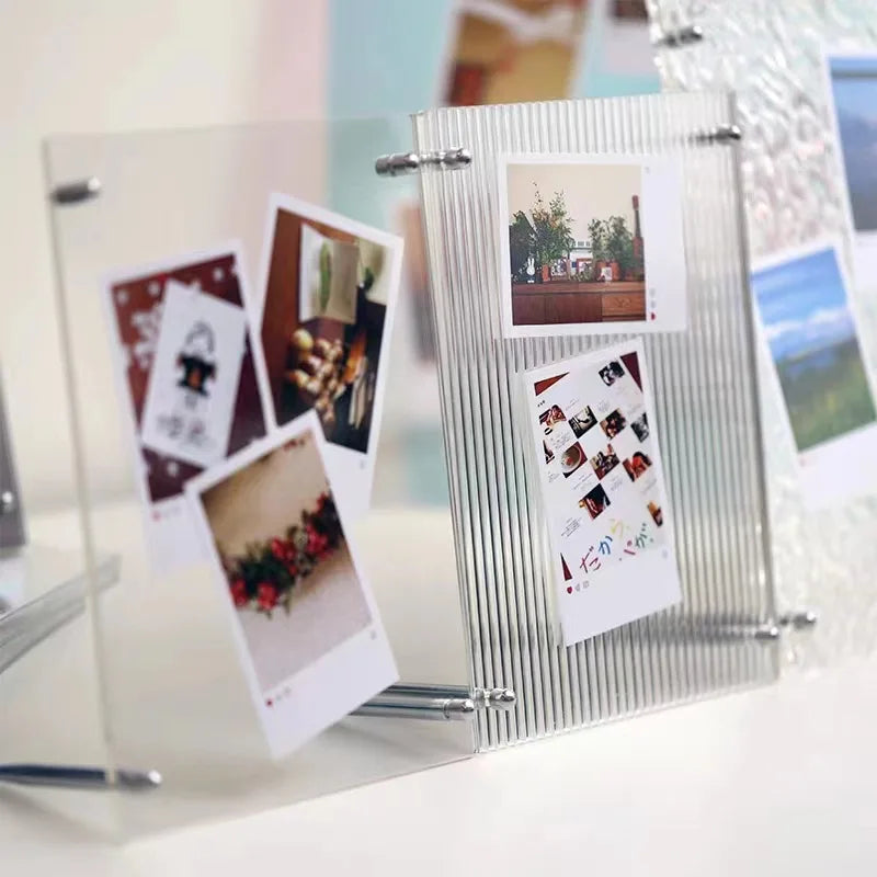 Acrylic Picture Frames,Color Desk Picture Frames with Stand,Modern Frameless Floating Frame for Desktop Display Gift Home Office