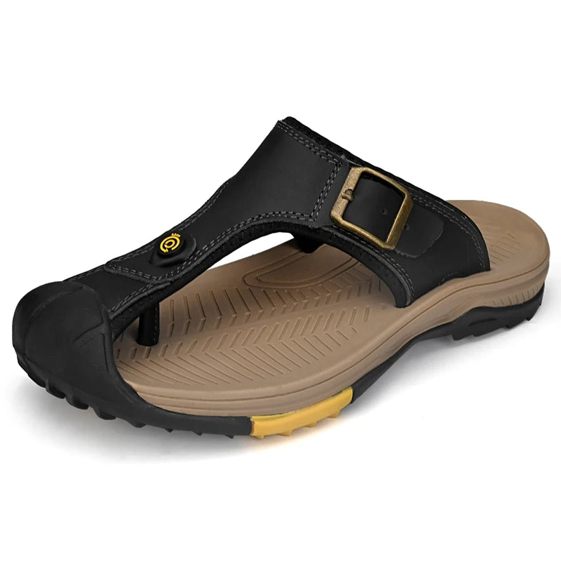 Genuine Leather Sandals Men Breathable Summer Shoes Man Waterproof Outdoor Men Sandals Antiskid Beach Sandals Footwear