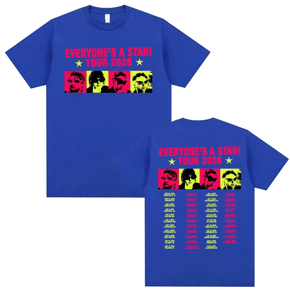 5 Seconds of Summer Everyone's A Star Tour 2026 Album T-shirts Men's Women Retro Hip Hop Style T Shirt Summer Tops Loose T-shirt
