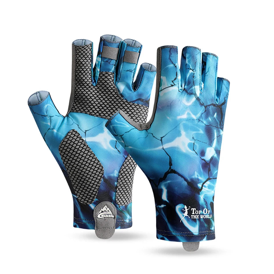 GOBYGO Fishing Gloves Anti-Slip Wear-Resistant Silk-Like Ventilation Half-Finger Gloves Outdoors Sun Protection High Elasticity