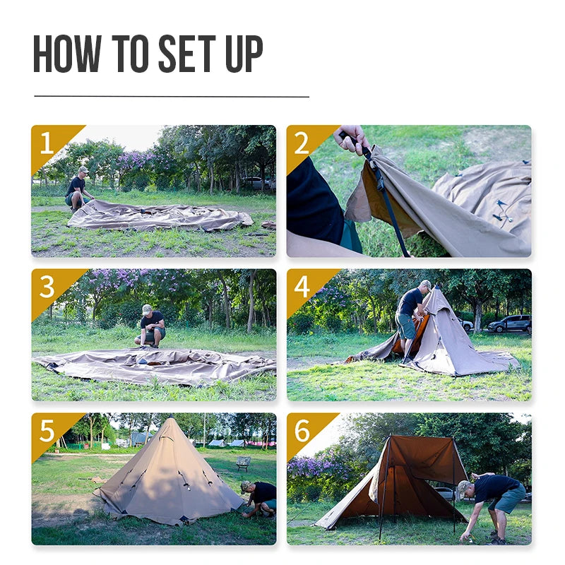 OneTigris Northgaze TC Chimney Tent Terylene Cotton Outdoor Teepee Hot Tent for Adventurers Hiking Camping 3 Season Tent
