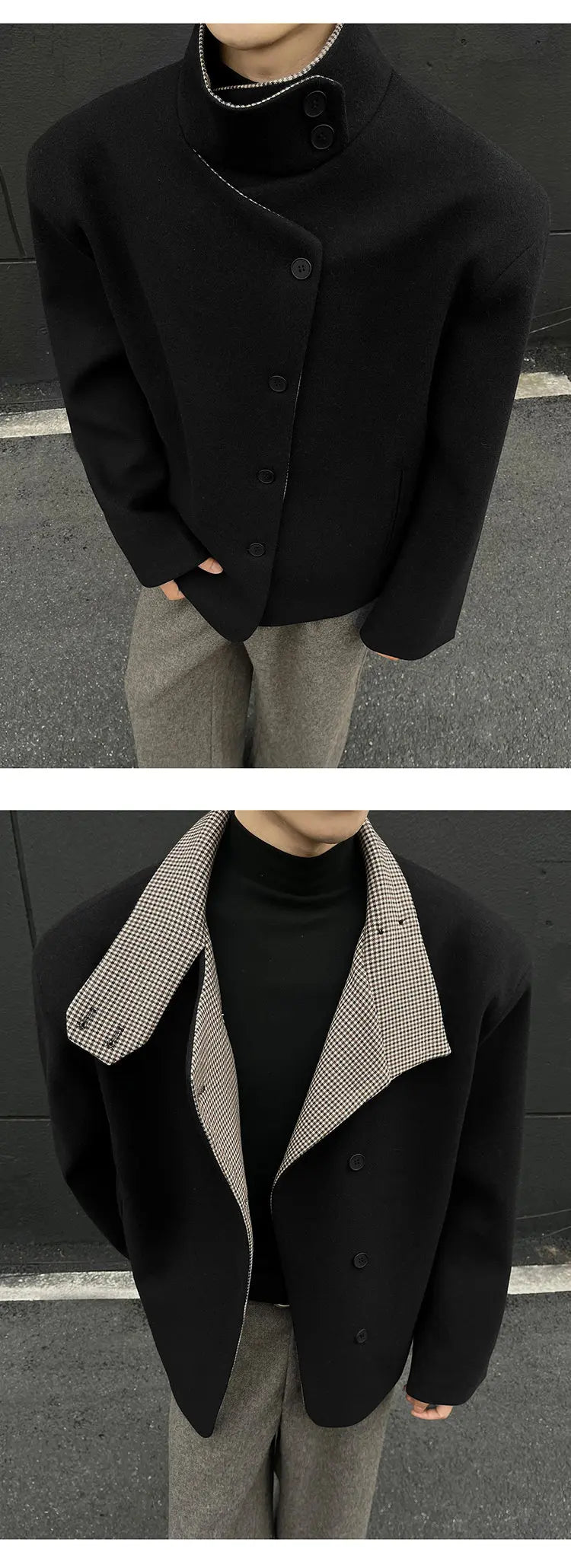 Winter woolen jacket men Caot Warm windproof 2025 New Style Fashionally Slim-Fitting Short Jacket Coat Individuality stand-up