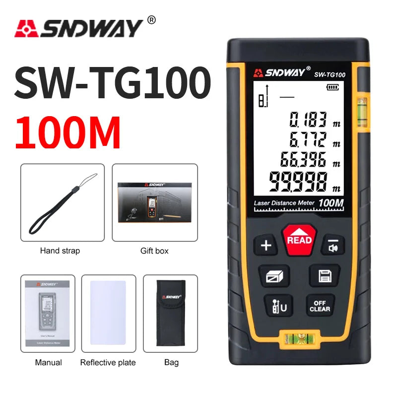 SNDWAY Laser Distance Meter 50m 70m 100m 120m Rangefinder Digital Range Finder Trena Roulette Ruler Distance Measuring Tape