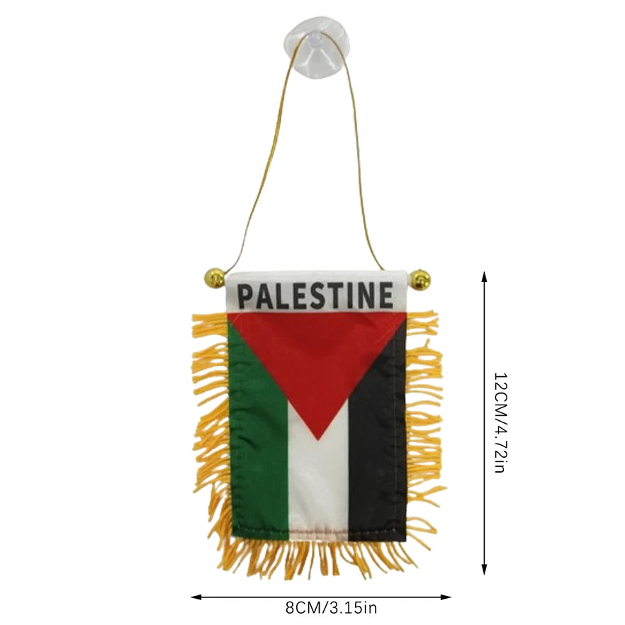 Palestine Small Hanging Flag Double Sided Tassel With Sucking Disc Car Interior Rearview Mirror Decoration Mini Pennant