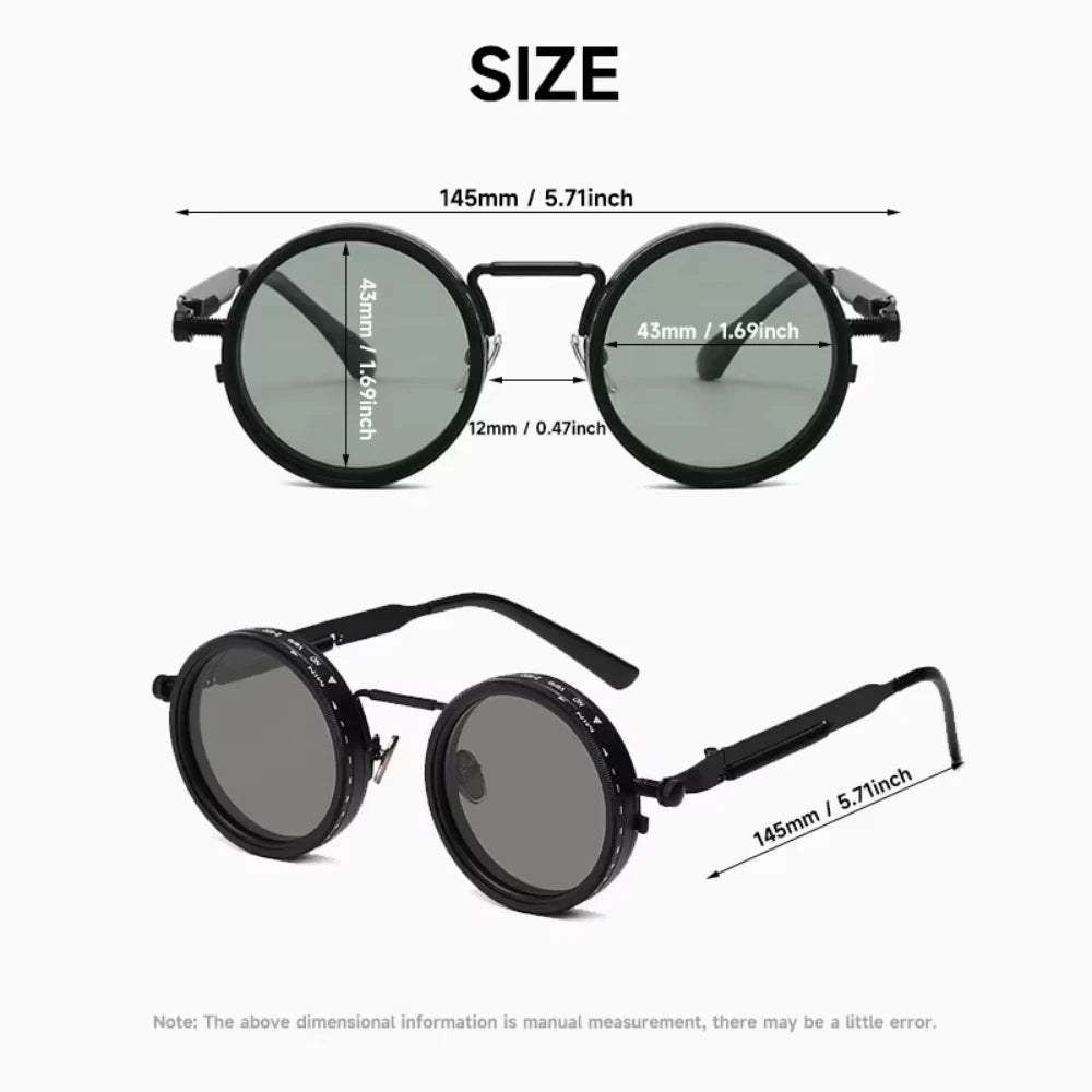 Polarized Round Sunglasses ND9 Adjustable Dimming Sun Glasses Men Women Retro Punk Men's Fishing Eyeglasses Outdoor Shades UV400