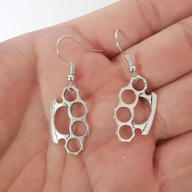Brass Knuckles Pendant Necklace for Women Men Neck Chain Vintage Summer Goth Jewelry Trend Accessories Holiday Gifts