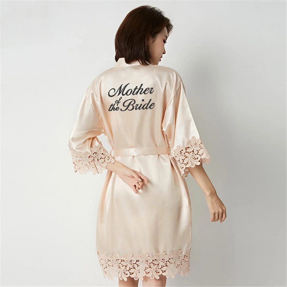 Wedding Embroidery Bride Bridesmaid Kimono Dresses Lace Gown Sexy Women Robes Home Gown Bathrobe Short Night Shirts Sleepwear1PC