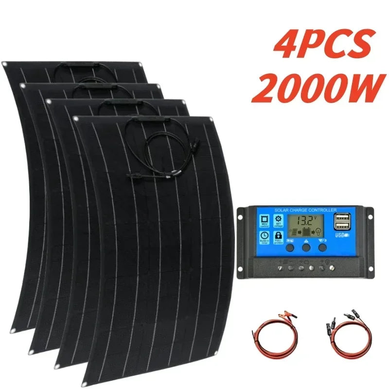 Solar Panel 500w1000w1500w2000w Super Power Suitable For RV Boat Car Household  Camping 18V 36V Battery Charger Solar Panel Kits
